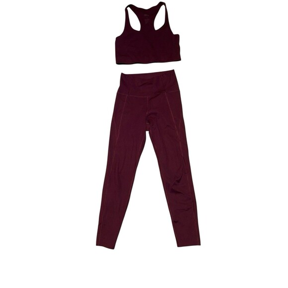 Girlfriend Collective Plum Compression High Rise Legging + Sports Bra Set XS - Picture 2 of 10